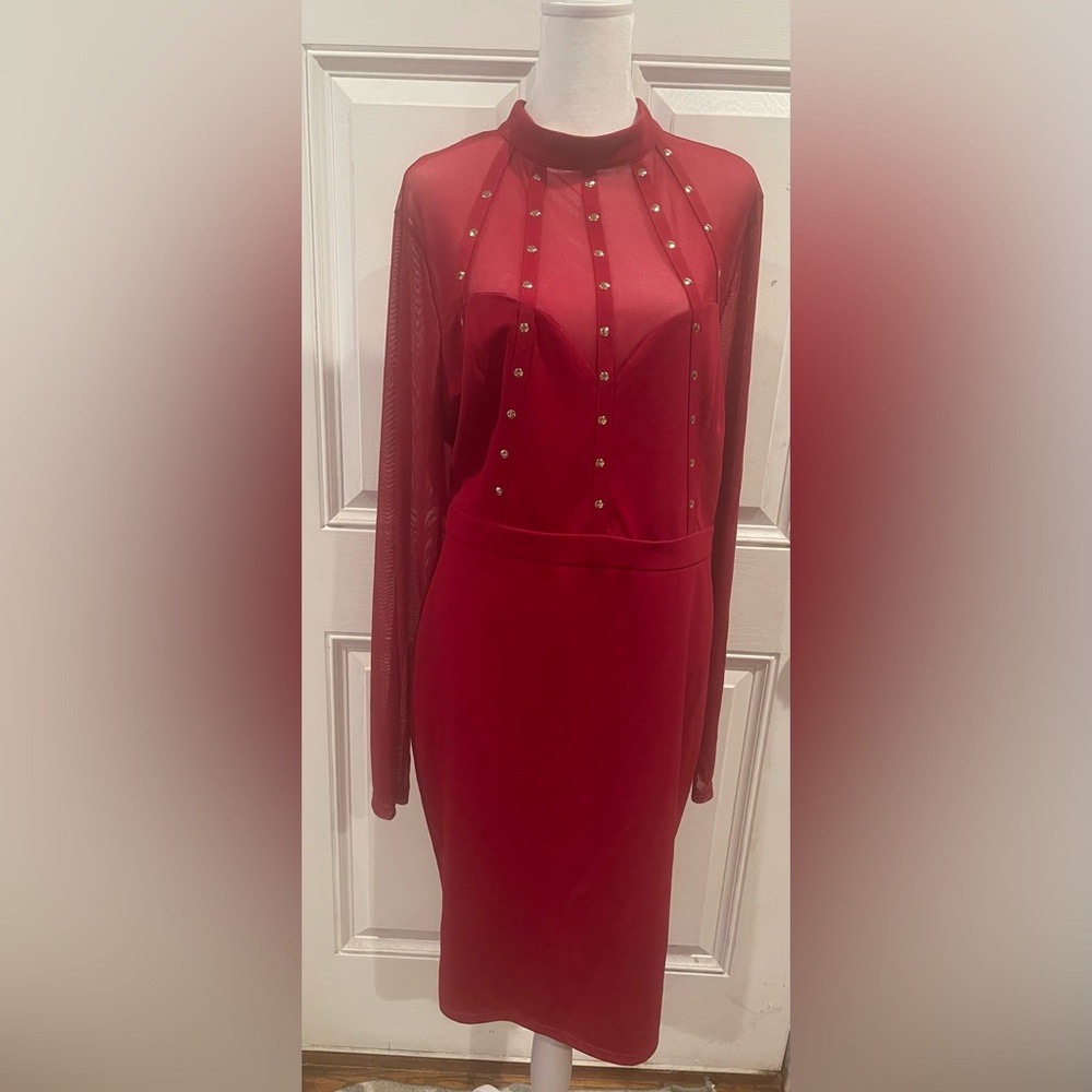 Mesh with gold Studded Bodycon Dress